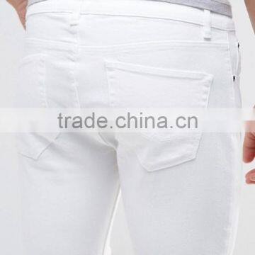 Latest Custom Functional Pocket Men's White Super Skinny Slim Fit 65% Cotton 35% Polyester Denim Concealed Fly Casual Hot Shorts photo-3