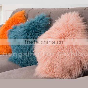 CX-D-04G New Fashion Genuine Mongolian Sheep Fur Latest Design Cushion Cover