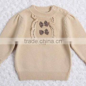 Korean Style Bowknot Decorated Pullover Sweater Girl Cotton Knitting Clothing photo-4