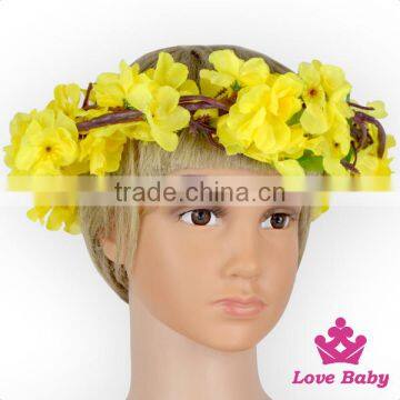 Wholesale Wedding Crown Plain Peach Floral Petals Headband Hair Accessories Flower Prom Girl Garland Tiara photo-5