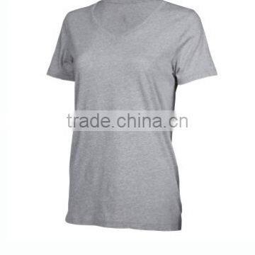 Ladies Short Sleeve Gym Wear 100% Cotton Clothes for Women v Neck Design Breathable Tshirts photo-3