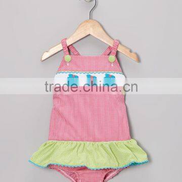 Wholesale smocked 1pc swimsuit for baby girls Summer 2015