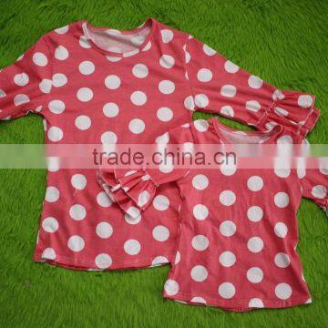 Bokun Factory Custom Made Women Clothing Polka Dots Pattern Blouse Mom and me Summer Shirts photo-2