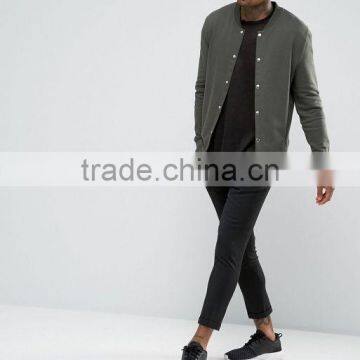 Men's Jersey Bomber Jacket With Snaps In Khaki photo-2