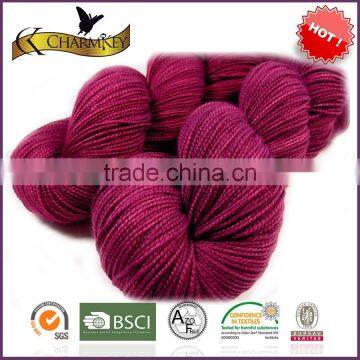 Burgundy red soft wool blend sock knitted yarn for knitwear