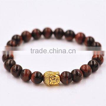 New Agate Bead Bracelet with Silver or Golden Buddha Head Accessories Bead Bracelet Jewelry