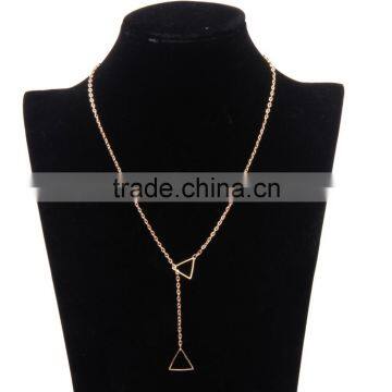 Gold Tone Hollow Out Triangle Pendant Necklace Lasso Simple Necklace