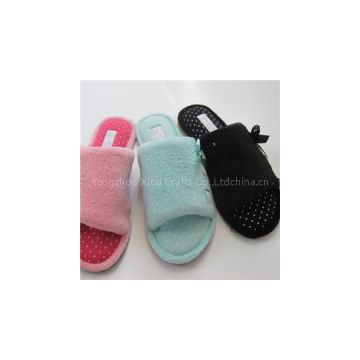 Micro Coral Fleece Open-toed Simple Design Match Women Slippers