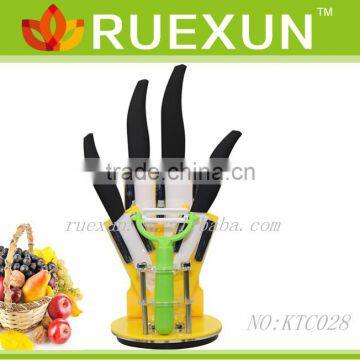 KTC028 - With Acrylic block set 5pcs Kitchen Ceramic Knife Set