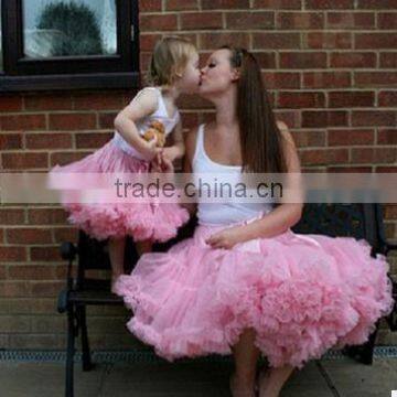 Vintage pink birthday kids tutu skirts baby girl outfit mommy and me dresses super pluffy girls pettiskirts