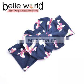 High Quality Floral Bowknot Baby Headband Large Bow Cotton Headband for Children photo-6