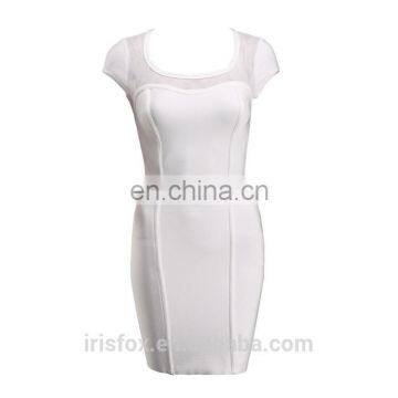 Square neck white bandage dress hot nightclub Party mini dress