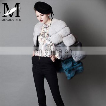 New Fashion Girl Woman's Whole Skin Natural Fox Fur Winter Coat and Dress Model