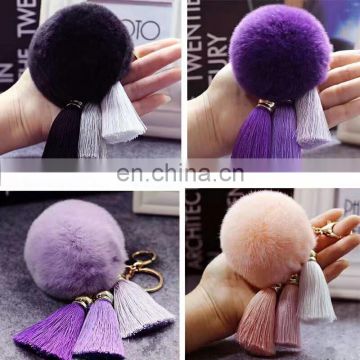 real fur pom pom keychain furry tassel keychain accessories