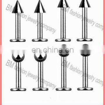 Different size stainless steel lip ring with ball/spike piercing jewelry