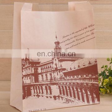 Cheap custom printing flat bottom greaseproof paper french fried/bread/pancake bags