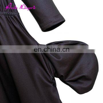 2017 New Design Women V Neck Black Loose Soft Ladies Dresses photo-3