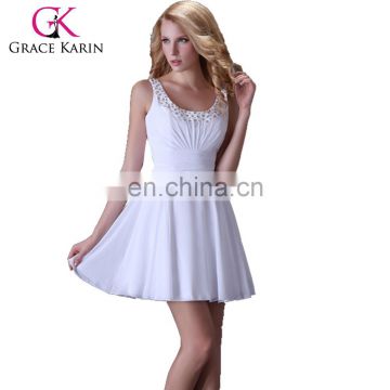 2015 Grace Karin Women's Special Occasion Bridesmaid dress Middle Thigh Length White Formal Bridesmaid Dress CL3470