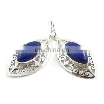 Beautiful lapis silver earrings 9x18mm marquise silver earrings 2017 hot silver earrings