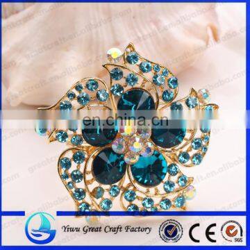 Women's fashion hot sale fashion blue crystal diamond brooch Wedding scarf buckle