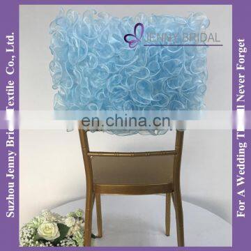 C005R baby blue organza ruffled chair cover square chair head covers