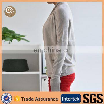 Women Knitted Shawl Collar Grey Cashmere Sweater photo-2