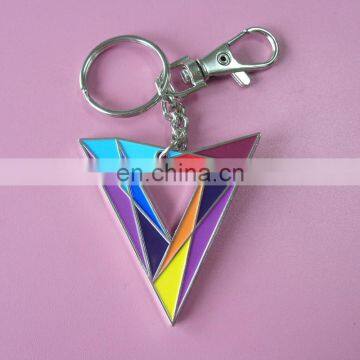 hollow out style triangle shaped colorful soft enamel customized souvenir promotional gift metal keychain