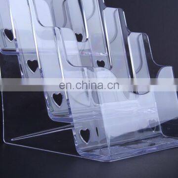 Custom 4 Tiers Wall Mounted and Tabletop Clear Acrylic Brochure Magazine Holder photo-3