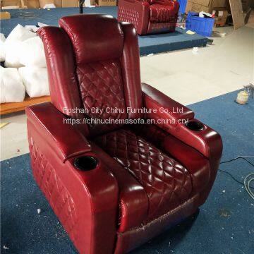 Luxury Genuine Leather Electric Recliner Home Theater Sofa photo-4