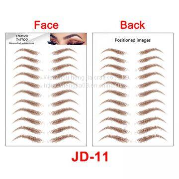 Women Popular New Designs Waterproof Cosmetic Face Makeup Temporary Fake 6D/ 4D/ 3D Eyebrow Tattoo Stickers photo-3