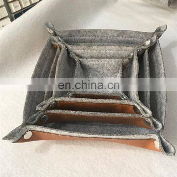 Custom Fashional Leather and Felt Tray With Snap-fastener for Sundries photo-4