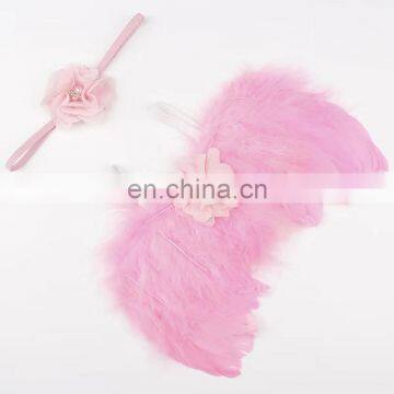 New Arrival hand-made pearl diamond flowers and angel feathers wings baby photography props clothing accessories