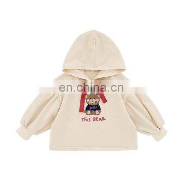 Q1089/New baby girls casual autumn fleece top Toddler girls cute bear sweatshirts with hood