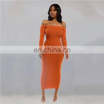 Autumn Winter Knitted Women Solid Slim Plus Size Long Pullovers Knitting Sweater Dress photo-4