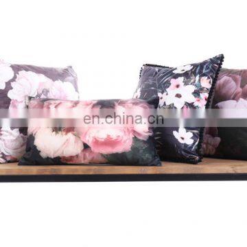 Home Decor Square 18x18 Inches Pillow Case Black and Purple Flowers Vintage Style Watercolor Decorative Pillowcase photo-4