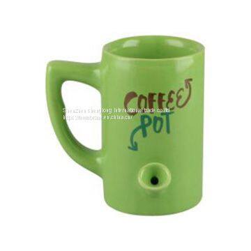 green color creative smoker  pipe coffee mug advertising gift mug tobacco pipe coffee tea cup