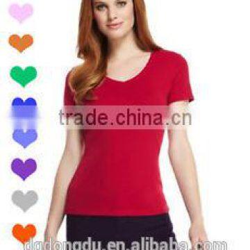 95% rayon 5% spandex v neck t-shirts