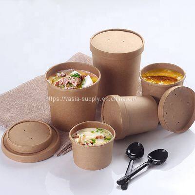 Disposable soup box noodle soup eco friendly takeaway soup bowls paper food cups with lids