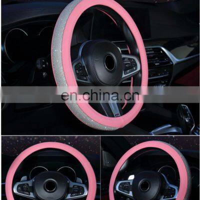 Fashionable Ladies Interior Decoration Supplies Bling Diamond Universal Car Steering Wheel Cover photo-5