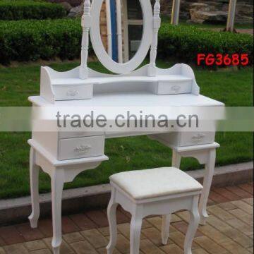 White Color Wooden Dressing Table With Mirror / Wooden Bedroom Furniture photo-3