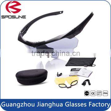 High impact resistance 2mm lens military shooting glasses with myopia frame