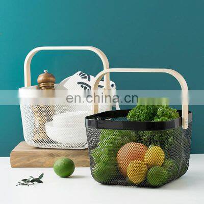 Fruit Basket Creative Geometry Countertop Iron Gold Plated Black Vegetable Mesh Metal Bowl Kitchen Storage Wire Fruit Basket