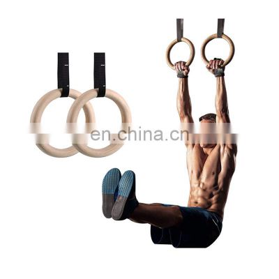 Custom Adjustable High Quality Outdoor Calisthenics Equipment Kid Wood Gymnastic Rings