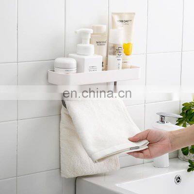 2020 Hot sale adhesive wall mounted no drill toilet bathroom storage  rack with towel rack