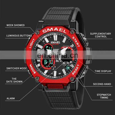 SMAEL 8047 Quartz Watches Sports Male Clock Alarm 50M Waterproof Stopwatch LED Back Light Wristwatches Men Watch Sport photo-4
