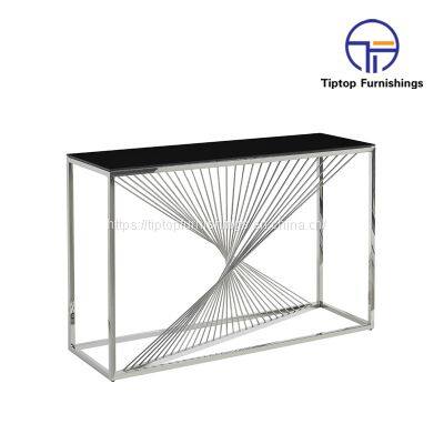 Fashion Luxury New Design Console Table Hallway Classic Konsole Modern Black Italian Stainless Steel Console Table photo-2