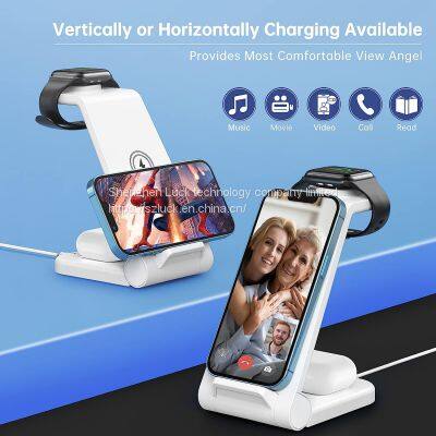 2023 latest model iphone Wireless Charger Station Desktop 3 in 1 Quick 23W OEM Qi Charger for apple watch