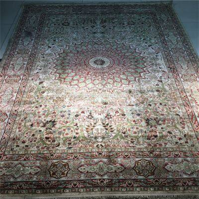 5x8ft Green Color Fine Quality Handmade Silk Persian Carpet for Home Decor