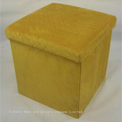 Foldable storage velvet ottoman