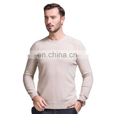 Men's Pure Cashmere Pullover Sweater Custom Raglan Sleeves Knitted Jumper with Crew Neck Solid Style for Winter